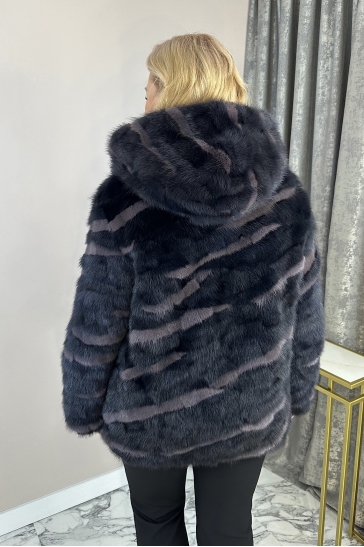 Шуба из норки с капюшоном