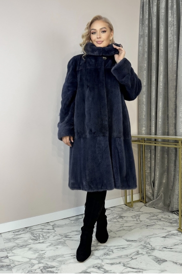 Шуба из норки с капюшоном